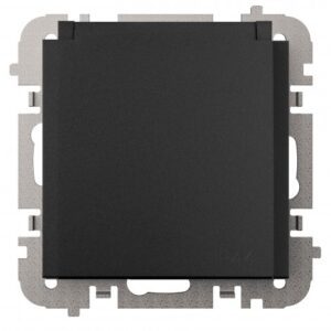 VESTRA MODUŁ CZARNY GNIAZDO 2P+Z Z KLAPKĄ IP44 ZACISKI ŚRUBOWE 16A 250V