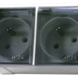 563 LAMBDA GNIAZDO NT 2X Z/U Z KLAPKĄ DYMNĄ IP44 ZACISKI ŚRUBOWE 16A 250V