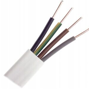 HDHP-J 4X 1.5 ŻO RE BIAŁY PRZEWÓD INSTALACYJNY PŁASKI 450/750V BEZHALOGENOWY 90ST KL.1 BĘBEN B2CA