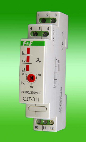 CZF-311 CZUJNIK ZANIKU I ASYMETRII FAZ 10A 1P 1M 3X400/230V+N AC Z REGULOWANYM PROGIEM ASYMETRII