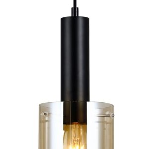 SARDO CZARNY/ BURSZTYNOWY OPRAWA WISZĄCA 1X E27/ 40W IP20 STAL/ SZKŁO