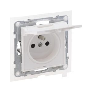 SUNO 2 MODULE WHITE SOCKET 1X Z/U WITH COVER IP44 SPRING TERMINALS 16A 250V