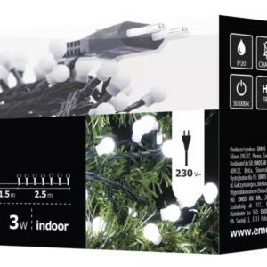 LAMPKI CHOINKOWE 50 LED CW 2.5M IP20 CHERRY ZIELONY PRZEWÓD