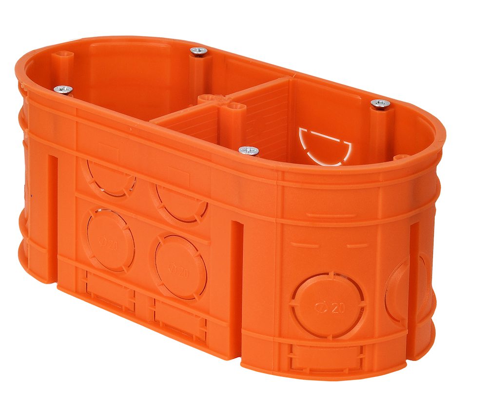 M 2X60F INSTALLATION BOX PT 2X Ø60 63MM ORANGE MULTIWALL