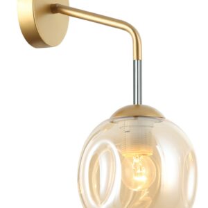 BORGO ZŁOTY/ MIODOWY OPRAWA ŚCIENNA KINKIET 1X E27/ 40W IP20 STAL/ SZKŁO