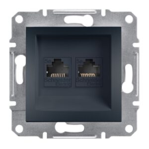 Schneider Electric Asfora, gniazdo komputerowe 2x RJ45 kat.5e, UTP, bez ramki, antracyt, EPH4400171