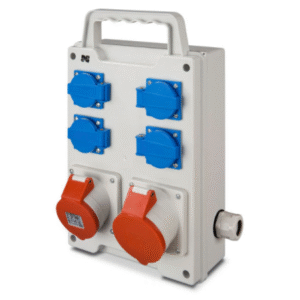 RS-P ROZDZIELNIA BUDOWLANA 4X 230V 1X 16/5 1X 32/5 + PG21 IP44 SZARY