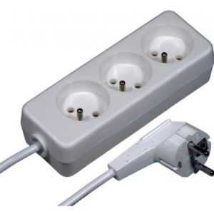 PRZEDŁUŻACZ LISTWOWY 3X Z/U OKRĄGŁY WTYCZKA KĄTOWA 1.5M H05VV-F 3X1.0 BIAŁY