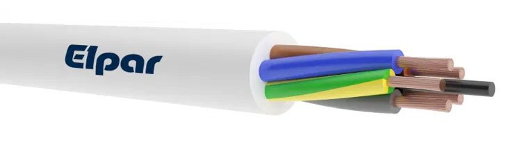 H05VV-F OWY 5X 4.0 ŻO BIAŁY PRZEWÓD OKRĄGŁY MIĘKKI 300/500V DO ODBIORNIKÓW RUCHOMYCH BĘBEN