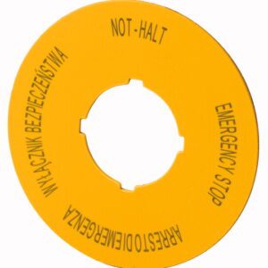 M22-XBK15 ROUND NAMEPLATE F60 "SAFETY SWITCH" PL/ IT/ EN/ DE YELLOW