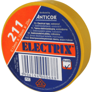 211P 19X20 TAŚMA IZOLACYJNA 19MM 20M PVC ŻÓŁTY