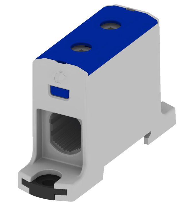 RAIL CONNECTOR THROUGH 1X AL/CU 6.0-95.0MM2 1000V AC/ 1500V DC UNIVERSAL TERMINAL BLUE