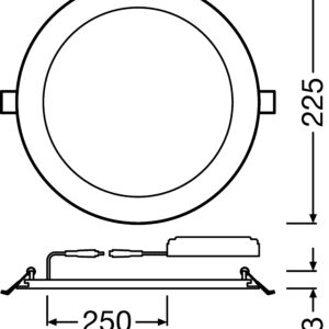 DL SLIM ALU BIAŁY OPRAWA DOWNLIGHT PT OKRĄGŁA LED 22W NW 4000K 1920LM 205MM IP20 IK03 AL/ PMMA