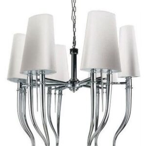 DIABLO 6 BIG BIAŁY/ CHROM OPRAWA WISZĄCA 12X E14/ 11W IP20 METAL/ TKANINA