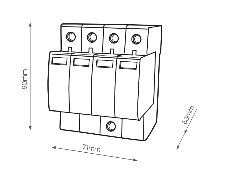 OP10 SURGE PROTECTOR T1+T2+T3 B+C+D 4P 4M 10/40KA 1.3KV TN-S