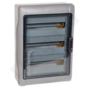 RN65 PLASTIC DISTRIBUTION BOX NT 54M 3X 18M N+PE IP65 IK09 622X448X161 SMOKE DOOR GRAY