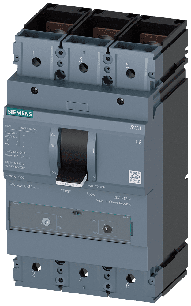 WYŁĄCZNIK 3VA1 IEC FRAME 630 KLASA ZDOLNOŚCI ZAŁĄCZANIA S ICU=36KA PRZY 415V 3-BIEG., OCHRONA INSTAL