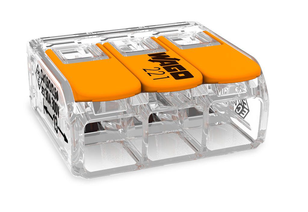 SZYBKOZŁĄCZKA UNIWERSALNA 3x0.5-6mm2 TRANSPARENTNA/POMARAŃCZOWA