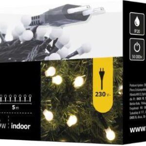 CHRISTMAS LIGHTS 100 LED WW 5M IP20 CHERRY GREEN CABLE