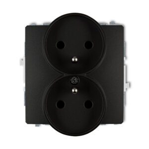 DECO MODUŁ CZARNY MAT GNIAZDO 2X Z/U Z PRZESŁONAMI ZACISKI ŚRUBOWE 16A 250V