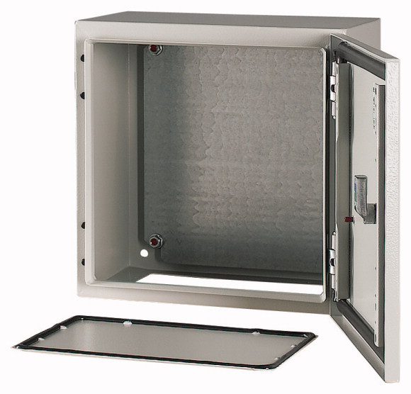 CS 33/200 METAL ENCLOSURE NT 300X300X200 FULL DOOR WITH PLATE IP65 GRAY