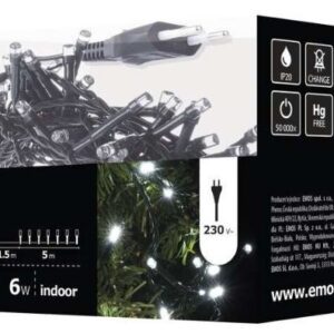 CHRISTMAS LIGHTS 100 LED CW 5M IP20 GREEN CABLE