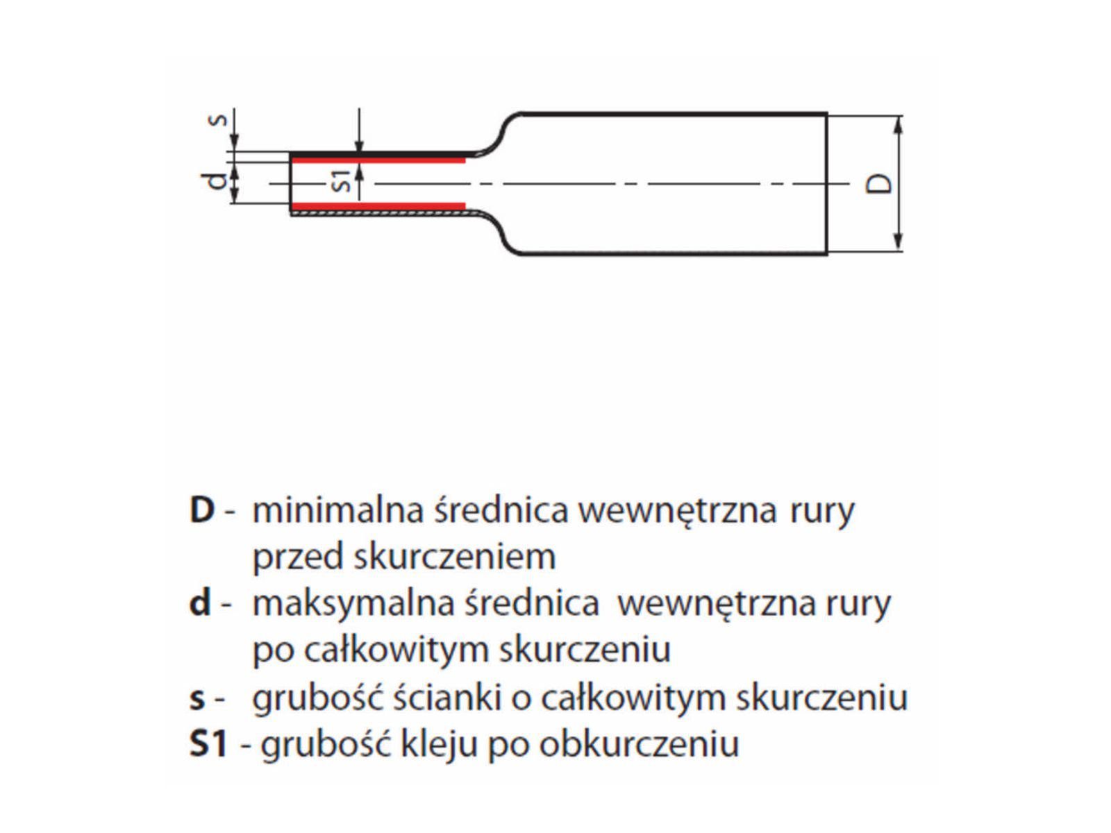 RCKH1 12/3 RURA TERMOKURCZLIWA Z KLEJEM CZARNA OP.10 MB
