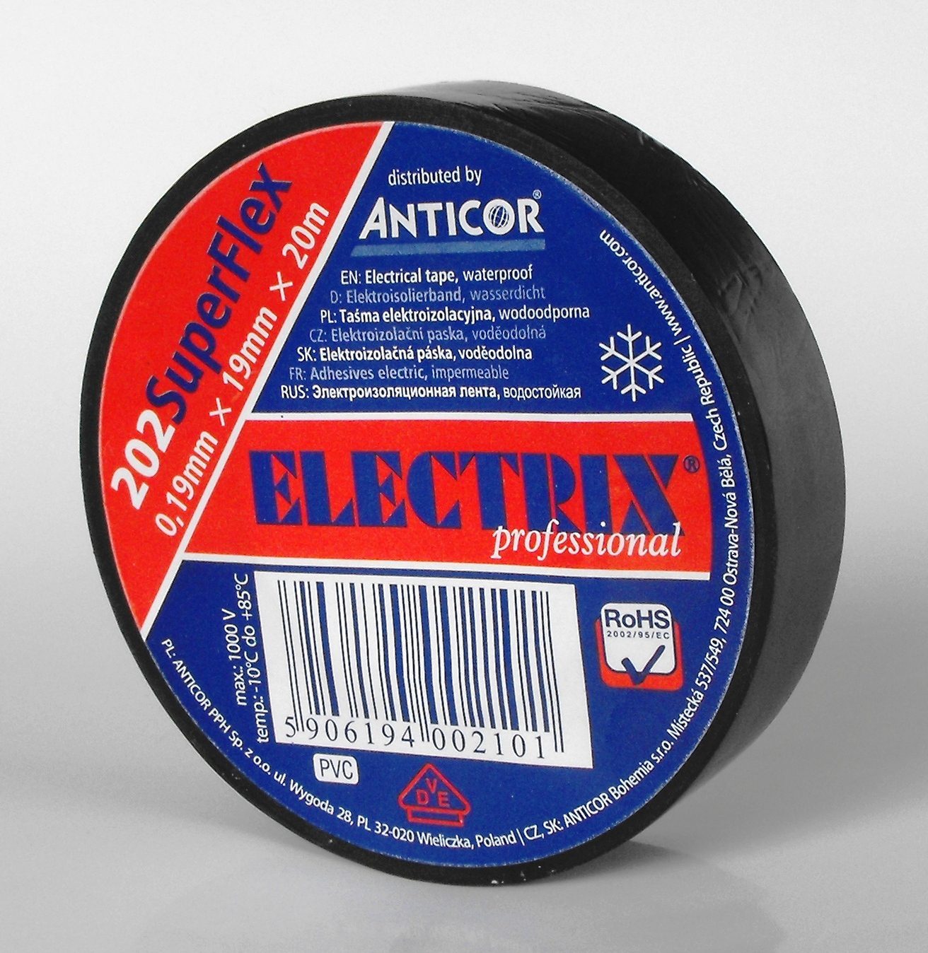 202 19X20 TAŚMA IZOLACYJNA 19MM 20M PVC CZARNY SUPERFLEX