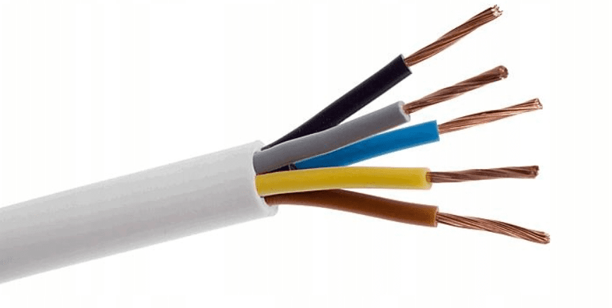 H05VV-F OWY 5X 1.0 YELLOW WHITE ROUND SOFT CABLE 300/500V FOR PORTABLE DEVICES