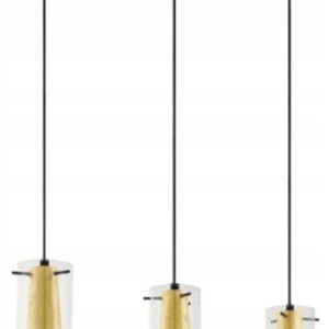 PINTO CZARNY/ ZŁOTY/ PRZEZROCZYSTY OPRAWA WISZĄCA 3X E27/ 60W IP20 METAL/ SZKŁO