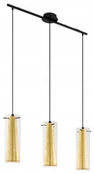 PINTO CZARNY/ ZŁOTY/ PRZEZROCZYSTY OPRAWA WISZĄCA 3X E27/ 60W IP20 METAL/ SZKŁO