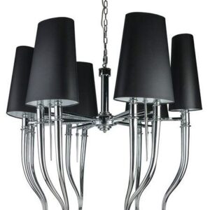 DIABLO 6 BIG CZARNY/ CHROM OPRAWA WISZĄCA 12X E14/ 11W IP20 METAL/ TKANINA