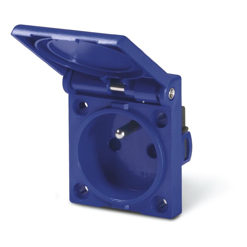 TABLE SOCKET 1F 1X Z/U IP44 230V STRAIGHT 50X60 BLUE IEC