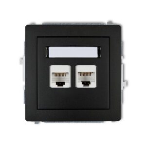 DECO MODUŁ CZARNY MAT GNIAZDO KOMPUTEROWE 2X UAE 8 KAT. 5E UTP PŁASKIE Z POLEM OPISOWYM