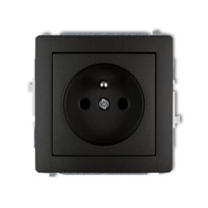 DECO MODUŁ CZARNY MAT GNIAZDO 1X Z/U Z PRZESŁONAMI ZACISKI ŚRUBOWE 16A 250V
