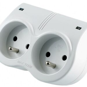 R-20F ROZGAŁĘŹNIK 2X Z/U OKRĄGŁY Z FILTREM PRZECIWPRZEPIĘCIOWYM 16A BIAŁY