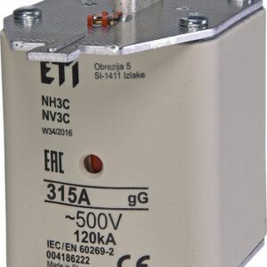 WT-3C NH3C 315A GG 500V WKŁADKA TOPIKOWA ZWŁOCZNA BM