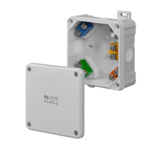 2K PUSZKA INSTALACYJNA NT 98X98X46 IP55/IP65 4 MEMBRANY Z WKŁADEM 5X2.5 SZARY