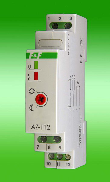 AZ-112 DAWN/DUSK SWITCH 16A 1M 2-1000LX 230V AC EXTERNAL PROBE FI10 IP65