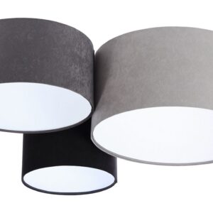 DOLAN GRAFITOWY/ BIAŁY OPRAWA SUFITOWA PLAFON 3X E27/ 60W IP20 TKANINA WELUR/ TWORZYWO/ METAL