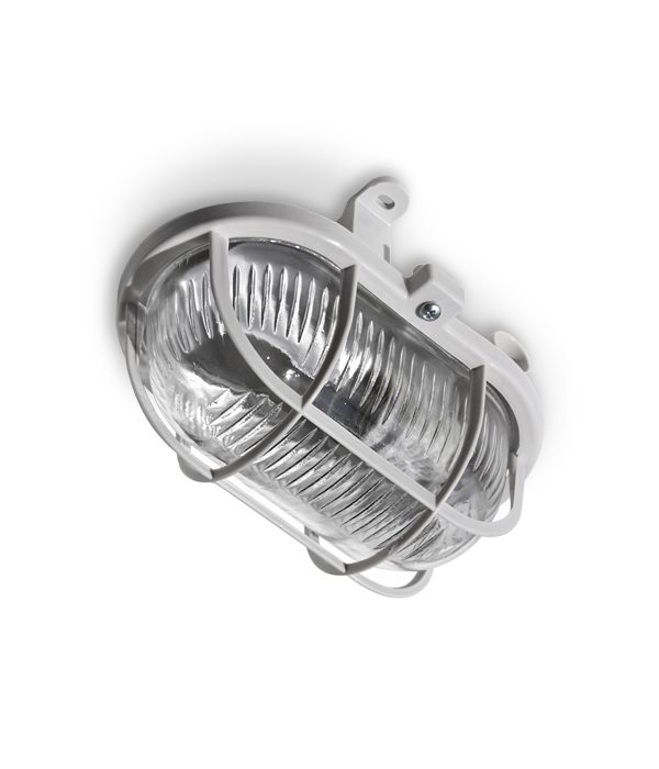 OVAL OP SZARY OPRAWA KANAŁOWA 1X 60W E27 IP54 OSŁONA PLASTIK SZKŁO PLASTIK