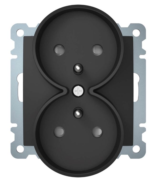 B.KWADRAT GNIAZDO 2-KROTNE Z UZIEMIENIEM DO RAMEK 1- LUB WIELOKROTNYCH, ANTRACYT