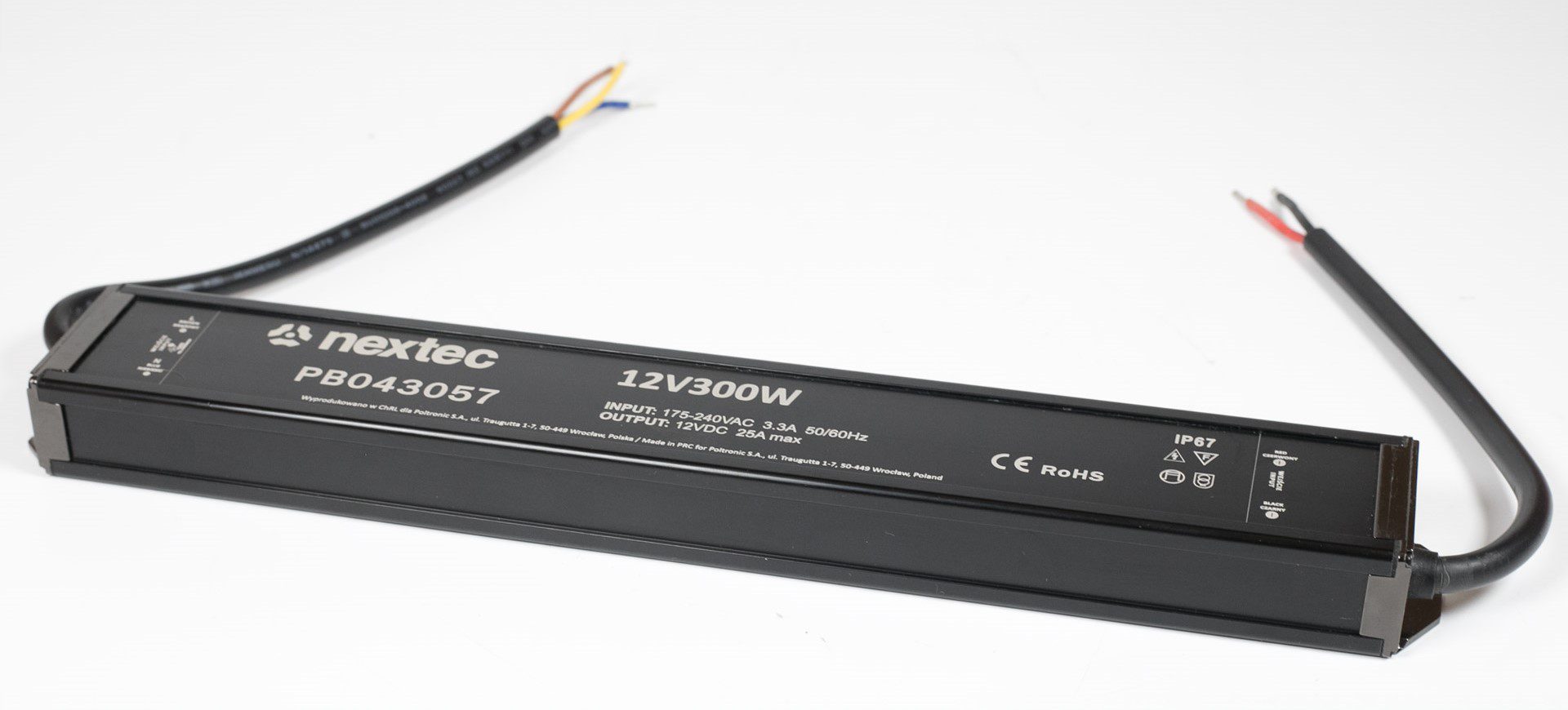 NEXTEC ZASILACZ LED 300W 25A 175-240V AC / 12V DC IP67 LLG