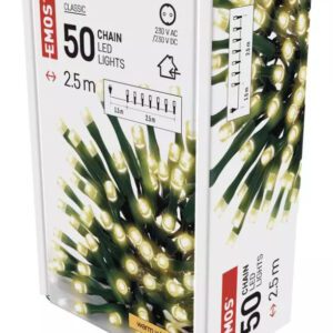 CHRISTMAS LIGHTS 50 LED WW 2.5M IP20 GREEN CABLE