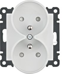 LUMINA SOUL/ INTENSE/ PASSION WHITE MODULE SOCKET 2X Z/U WITH SHUTTERS SCREW TERMINALS 16A 250V /