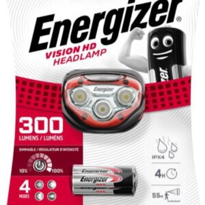 LATARKA CZOŁOWA LED 3X LR03 / AAA 300LM IPX4 55M 8H CZERWONY TWORZYWO VISION HD