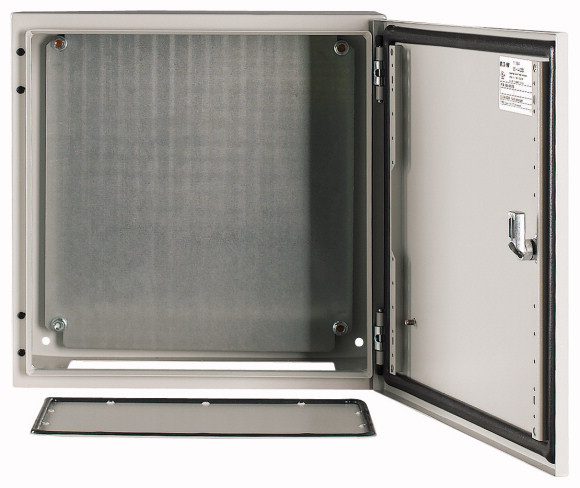 CS 44/200 METAL ENCLOSURE NT 400X400X200 FULL DOOR WITH PLATE IP65 GRAY