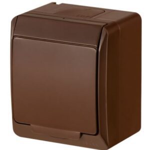 HERMES BROWN SOCKET NT 1X Z/U WITH COVER IP44 SCREW TERMINALS 16A 250V