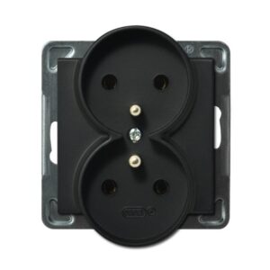 SONATA MODUŁ CZARNY METALIK GNIAZDO 2X Z/U ZACISKI ŚRUBOWE 16A 250V