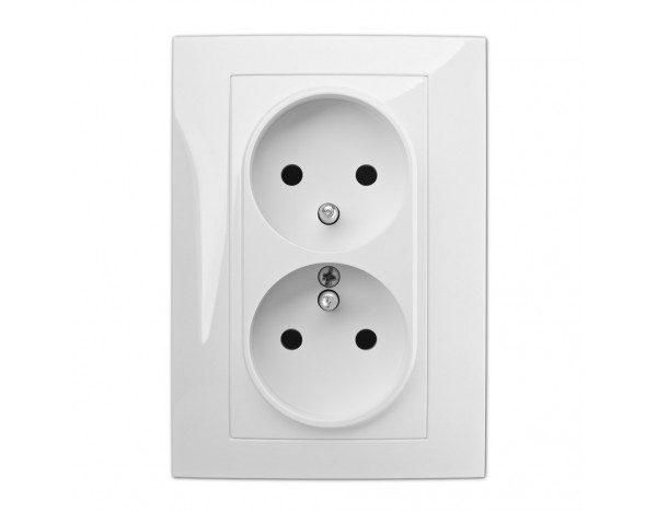 VESTRA BIAŁY GNIAZDO 2X Z/U 2P+Z MONOLIT IP20 ZACISKI ŚRUBOWE 16A 250V